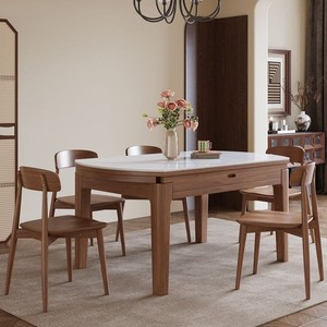 Ensemble de table <span class=keywords><strong>à</strong></span> <span class=keywords><strong>manger</strong></span> moderne avec plateau en pierre : table extensible pliante en bois massif, idéale pour les cuisines <span class=keywords><strong>et</strong></span> salles <span class=keywords><strong>à</strong></span> <span class=keywords><strong>manger</strong></span> <span class=keywords><strong>à</strong></span> domicile - Product Image 1