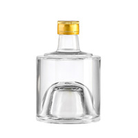 Bouteille en verre cristallin à fond plat, transparente, avec bouchon à vis demi-jin, scellée, couleur personnalisable, empilable, pour jus de fruits, vin et boissons énergisantes