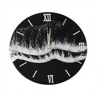 Jam Dinding Resin Modern Buatan Tangan Gaya Antik Jarum Tunggal Gerakan Quartz Senyap Dua Bagian Ruang Tamu