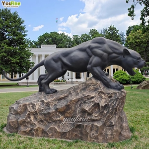 동물원 입구 추상 실물 크기 동상 청동 표범 예술 조각 - Product Image 2