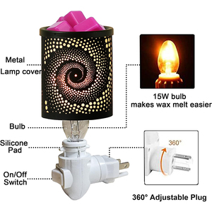 Chauffe-<span class=keywords><strong>cire</strong></span> électronique en métal avec motif Whirlpool Brûleur de parfum à mazout mural enfichable Chauffe-<span class=keywords><strong>cire</strong></span> pour bougie fondue Brûleurs pour spa - Product Image 5