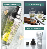 Ensemble de shaker à cocktails en acier inoxydable et en verre de qualité durable, fabriqué directement par l'usine, avec passoire pour les bars