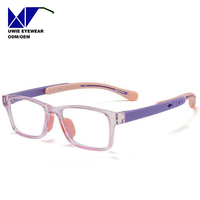 Lunettes optiques rectangulaires personnalisées OEM TPEE&TR90, anti-lumière bleue, pour enfants et adolescents, taille 54-14-135, expédition mondiale