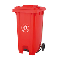 Poubelle extérieure verticale en plastique écologique de 120 L avec pédale, bac de rangement pour déchets