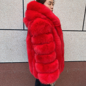 Nuovo Modello di Cappotto in Vera Pelliccia di Volpe Rossa con Cappuccio, Abbigliamento Invernale per <span class=keywords><strong>Donna</strong></span> - Product Image 3