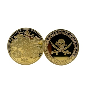 Antiguo pirata tesoro calaveras Moneda de Oro juego de mesa habitación secreta para niños tesoro caza grabado Metal moneda conmemorativa premio - Product Image 2