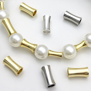 ลูกปัดทองแดงชุบทองเงินรูปทรงไม้ไผ่ขนาดกลางสำหรับทำเครื่องประดับ DIY - Product Image 2
