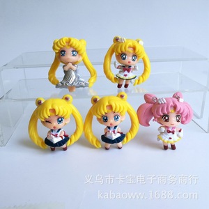 HESPER ชุดฟิกเกอร์การ์ตูนเซเลอร์มูน 5 ตัว ขนาด 4.5 ซม. ตัวละครสาวน้อยน่ารัก วัสดุ PVC ชุดฟิกเกอร์อนิเมะแอคชั่น - Product Image 3