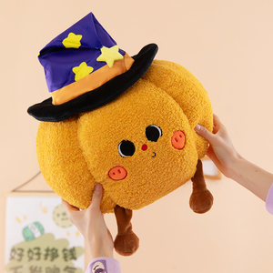 Jouets en peluche super doux en forme de citrouille de Noël et de fantôme, design brodé, maille en peluche, oreiller de sommeil pour enfants, rembourrage en coton PP, soulagement du stress - Product Image 4