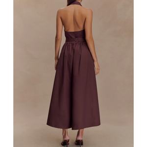 Vestido Midi Ajustado Estilo Occidental con Cuello Formal, Elegante Vestido Casual de Verano con un Solo Hombro Descubierto para Mujer - Product Image 3