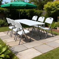 Table pliante multifonctionnelle de type chevalet, 6 pieds, en plastique HDPE, pliable en deux, pour exposition