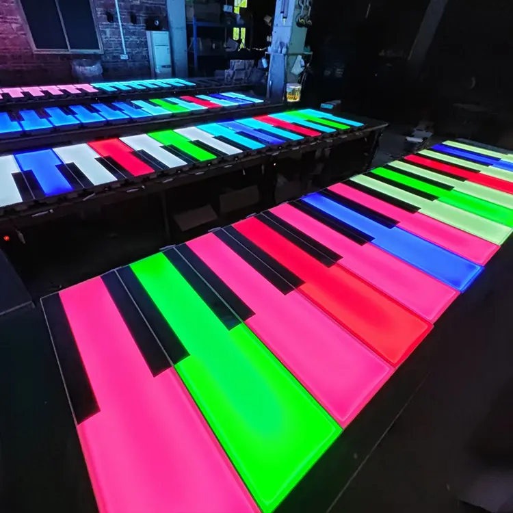 Equipamento de diversão piano de piso de led de 1m/adereços de piano de dança iluminados/piano de piso interativo de led