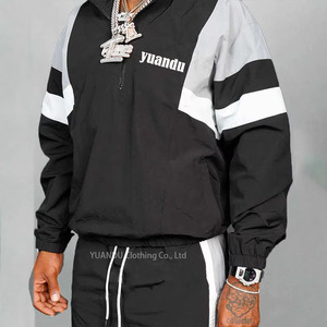 Nylon agasalho blusão dos homens Jogger Conforto Casual Define Secagem Rápida Respirável Zip up Impresso Tricô dos homens Plus Size - Product Image 2