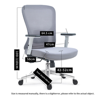 Chaise de bureau ergonomique pivotante exécutive minimaliste avec coussin de siège extra-large et hauteur réglable