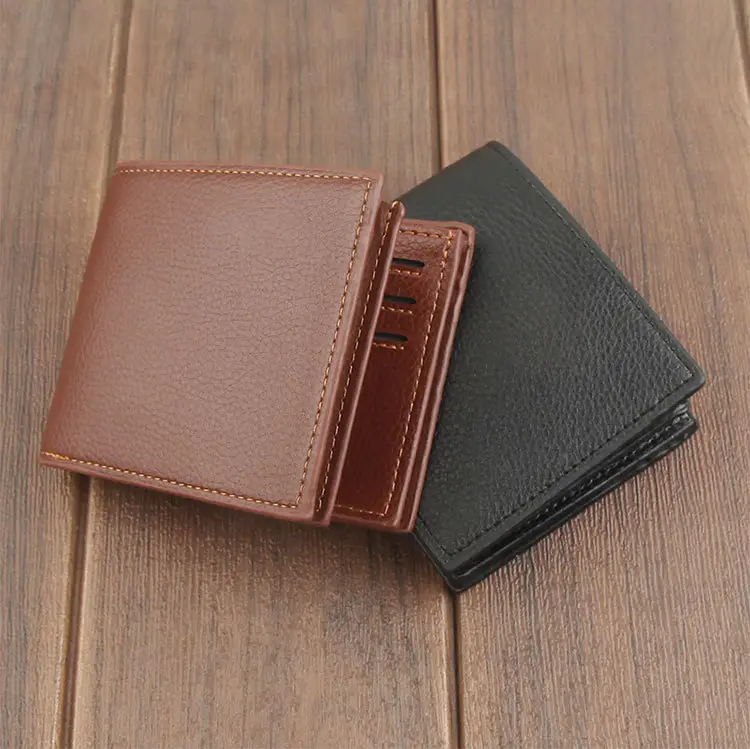 wholesale Stylish PU Leather Wallet Men Simple Casual Short Purse Small Clutch Male Wallet