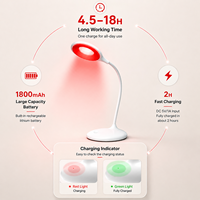 Lampe de table LED rechargeable haute performance 1800 mAh, corps noir/blanc, lumière rouge 625~630/660/670 nm, lampe de lecture pour hôtel