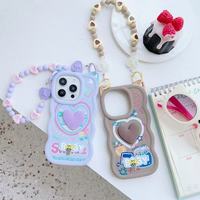Étui de téléphone protecteur pour Tecno Camon 18, fabriqué par BAILI Factory, avec des accessoires mignons en forme d'oreilles de chat, bord ondulé, cœur 3D, dessin animé, chaîne de perles, bracelet