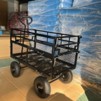 Chariot à double étage en maille noire avec remorque latérale amovible en acier