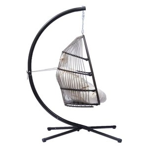 <span class=keywords><strong>Silla</strong></span> <span class=keywords><strong>Colgante</strong></span> Plegable de Metal <span class=keywords><strong>Tipo</strong></span> Huevo con Soporte en Forma de C, Cojín y Almohada Impermeables para Muebles de Exterior y Uso en Parques - Product Image 2