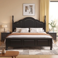 Lit à baldaquin Timberight en chêne massif américain, taille King, avec tête de lit réglable, rangement, pliable, ensemble de chambre écologique
