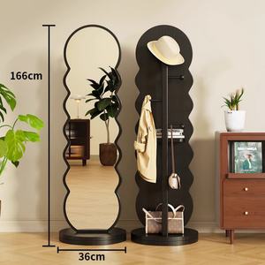 Espejo de pie irregular ondulado personalizado, espejo de cuerpo entero extragrande para diseño del hogar, espejo multifuncional con colgador - Product Image 4