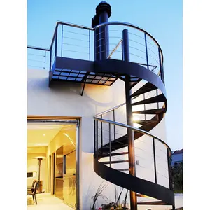 China Factory Supply Prefab Indoor Loft Stair Non Slip Step Modern Spiral Stair Case Metal Structure Rotate Staircase