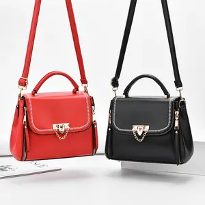 Korean fashion vegan leather women handbags simply shoulder ladies hand bags pu bag