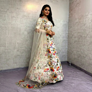 Lahenga Choli Dupatta Masti Vintage, Vestido Largo para Fiesta, Boda, Diwali, Bordado con Diseños VISHNU K, Seda de Secado Rápido, Corte Regular, para Todos - Product Image 1