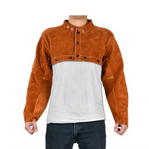Veste de soudage ignifuge à manches longues en daim orange, résistante à la chaleur 300-500°C, avec pack respiratoire, protection de niveau B, coupe régulière - Product Image 5