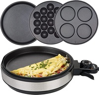 Nouveau concept CE RoHS LFGB ETL Plaque de cuisson multi-réglable 3 en 1 pour omelettes, tokoyaki, roti et crêpes, amovible avec spatule