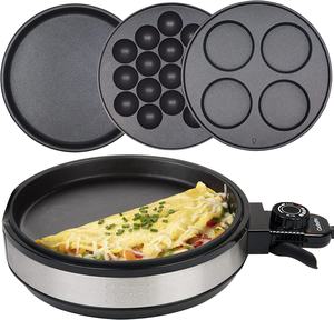 Nouveau <span class=keywords><strong>concept</strong></span> CE RoHS LFGB ETL Plaque de cuisson multi-réglable 3 en 1 pour omelettes, tokoyaki, roti et crêpes, amovible avec spatule - Product Image 2