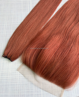 Expédition Rapide – Fermetures en Dentelle HD Transparente de Haute Qualité en Cheveux Humains Couleur Gingembre – Système d'Intégration en Maille – Fermeture en Dentelle Cuivrée