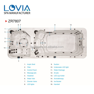 Piscina Spa Exterior con Hidromasaje, Combo de Piscina y Spa de 2 Zonas para Jardín y Proyectos Hoteleros, Precio de Fábrica - Product Image 5