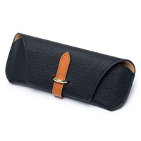 Étui à lunettes en cuir véritable créatif en gros, étui à lunettes portable souple, pochette rétro pour lunettes de voyage
