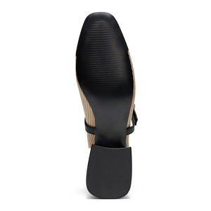 Женские босоножки на толстом квадратном каблуке с двухцветным вязаным узором, модель <span class=keywords><strong>2026</strong></span>, с V-образным вырезом, однотонные, универсальные, удобные, на каблуке, одинарные туфли - Product Image 6