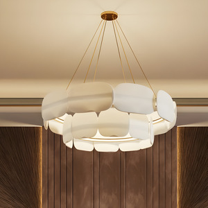 Cream Style Chandelier Round Led <b>Light</b> Source E27 Switch Control For Living Room Bedroom Study <b>Dining</b> Room - Product Image 1