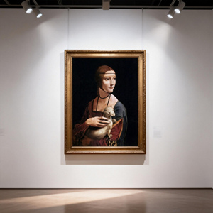 <span class=keywords><strong>Pintura</strong></span> al Óleo Hecha a Mano sobre Lienzo de Retrato de Mujer Ornamentado del Renacimiento Clásico Europeo de Da <span class=keywords><strong>Vinci</strong></span> con Marco Personalizado para Decoración del Hogar - Product Image 5