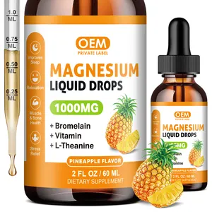 Oem Magnesium 500Mg Vloeibare Druppels Veganistisch Magnesiumglycinaat Vloeibare Druppels Met Bromelaïne Vitaminen Kaliumtinctuur Voor Rust