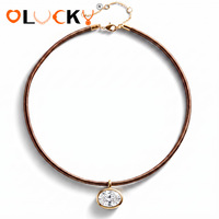 Collier ras-de-cou tressé en or plaqué 18 carats avec zircon cubique ovale style bohème LUCKYJIU pour femme