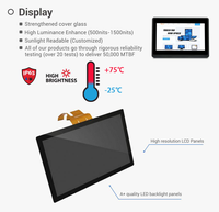 Monitor LCD Industrial de Marco Abierto con Pantalla Táctil Capacitiva de Alto Brillo de 7, 8, 10, 15, 17 y 19 Pulgadas, de 1000 a 1500 Nits, para Exteriores