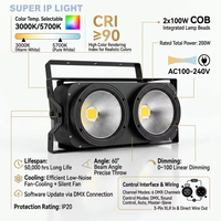Projecteur de scène double COB 100W DMX512 blanc chaud et blanc froid pour éclairage de scène et de fête