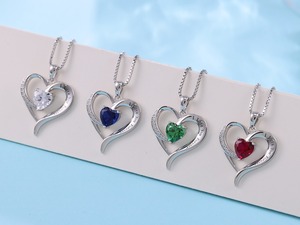 שרשראות לב זירקוניה צבעונית 925 כסף סטרלינג חרוט 'אני אוהב אותך forever' שרשרת תליון בצורת לב לנשים - Product Image 3