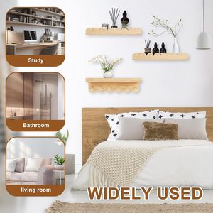 Étagères murales flottantes pour livres de nurserie, lot de 3 étagères murales festonnées, étagère de rangement en bois à forte capacité de charge - Product Image 6