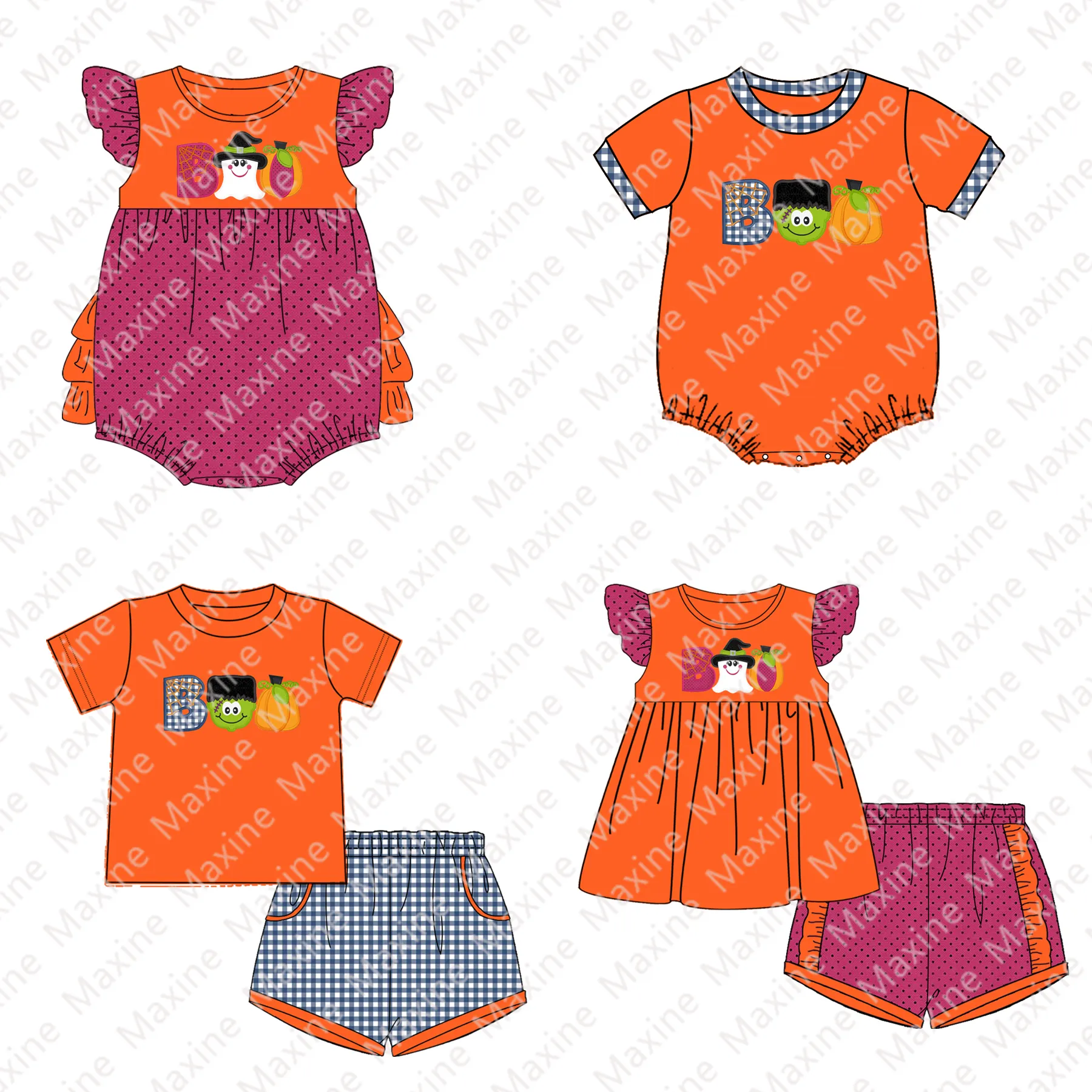 Maxine 2023 Halloween Kids Clothing Fall Short Sleeves Shirt Shorts Sets Baby Boy Clothes
