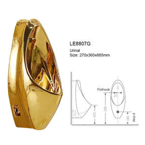 Fournisseurs chinois d'<span class=keywords><strong>urinoir</strong></span> en céramique à capteur bon marché, toilettes murales au design moderne pour garçons de couleur dorée - Product Image 4