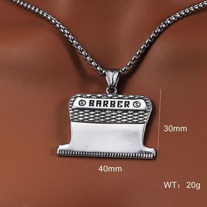 In acciaio inox barbiere Clipper collana ciondolo argento tono texture dettagli <span class=keywords><strong>Hip</strong></span> <span class=keywords><strong>Hop</strong></span> Streetwear gioielli per gli uomini stile barbiere negozio - Product Image 4