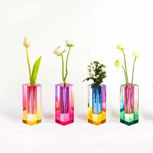 Elegant Living Room Decor Acrylic Flowers Vase Luxury Desktop Nordic Wedding Colorful Acrylic Vase