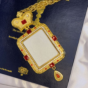 Collar de Cruz colgante de cuello cristiano católico, decoración de 120cm de largo, Metal chapada en religión tradicional, 120cm de largo - Product Image 3