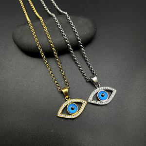פטינגה אופנה טורקית בסגנון טורקית שרשרת תליון עיניים מרושעת תליון קסם מצופה זהב לנשים - Product Image 3