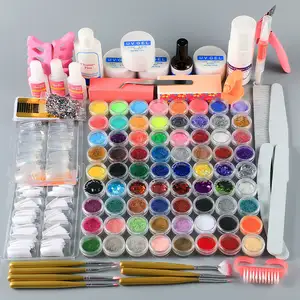 Kit de manicura profesional para uñas, Set de manicura completo de polvo y purpurina, decoración líquida, puntas de cristal, Kit de herramientas